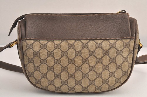 Authentic GUCCI Web Sherry Line Shoulder Bag GG PVC Leather Brown Junk 4997M - Foto 3 di 10