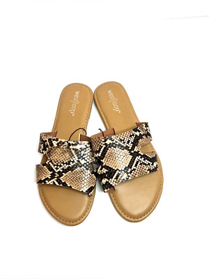 NEW West Loop Snake Print Faux Leather Sandals Slides Women Size 5-6