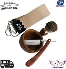 VINTAGE BARBER SALON STRAIGHT CUT THROAT SHAVING RAZOR Gift Set 5 Pc Luxury Kit