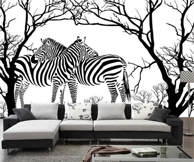 3D Zebra Branches ZHUA207 Wallpaper Wall Murals Removable Self-adhesive Amy