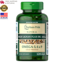 Puritan’s Pride High Lignan Flax Oil 1000mg Omega-3, 6 & 9  120 Softgels | 12/26