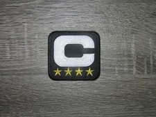 Black Captain C Patch 4 Star (White C) Embroidered Iron On Patch 2.75" x 2.5"