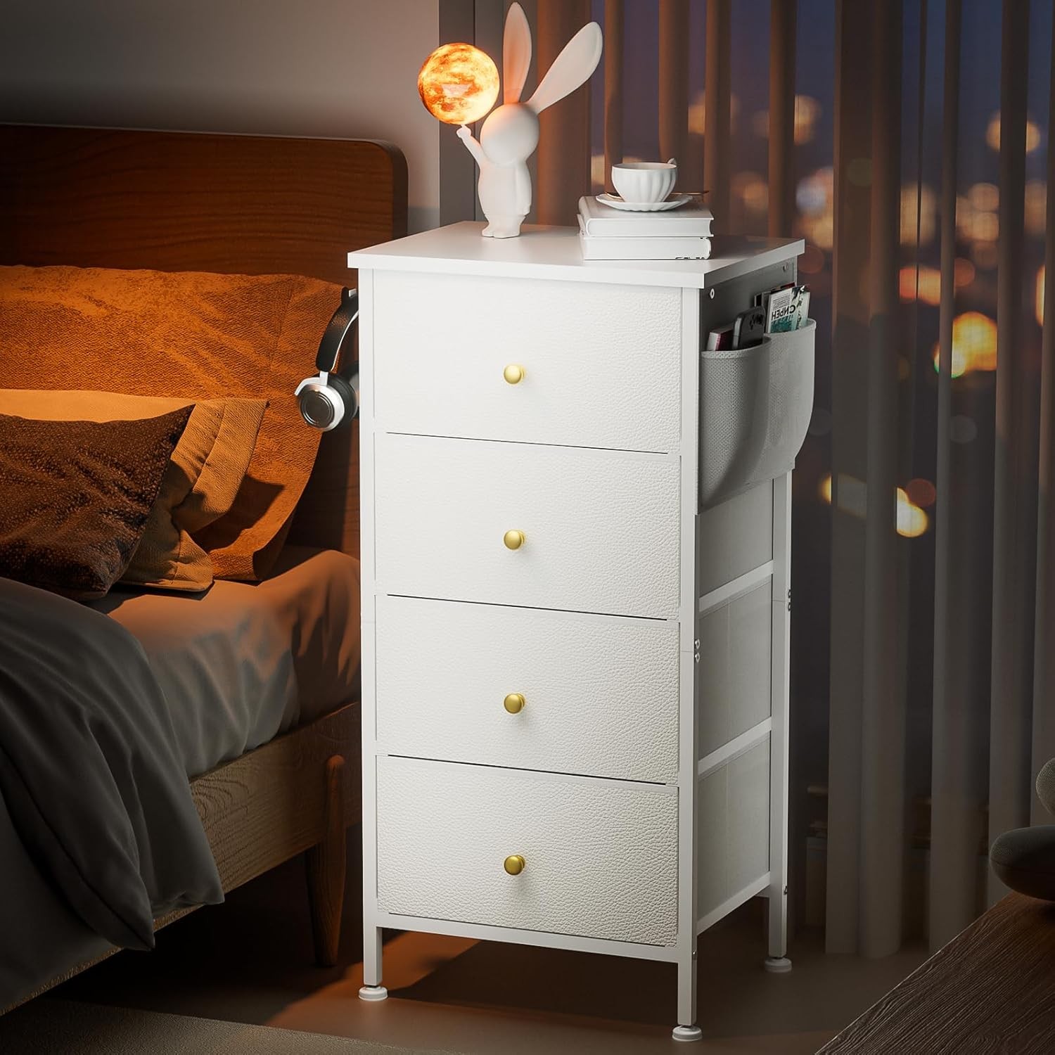 Tall 4-Drawer Fabric Dresser for Bedroom Storage & Organization  