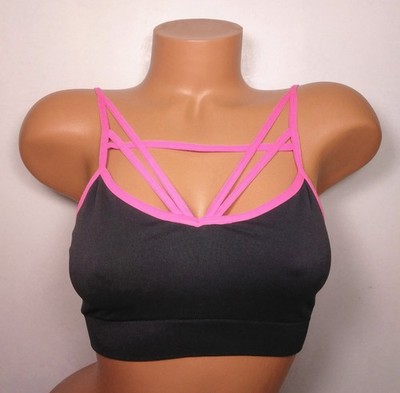Victoria's Secret VS PINK Strappy Strap Sports Bra Gray Small S