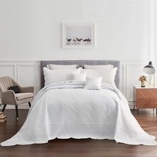 Oversized King Bedspread 128x120 Extra Wide, Embossed Paisley Quilt Set King/...