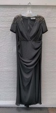 New Ieena For Mac Duggal Sequined Embellished Shoulder Gown Black Sz 14