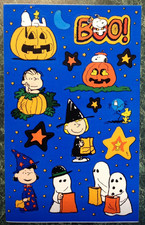 Vintage Halloween SandyLion Peanuts Snoopy Sticker Sheet, Snoopy, Collect/Trade