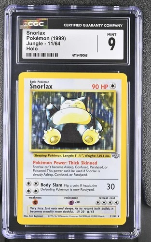CGC 9 MINT Snorlax 1999 Jungle 11/64 Holo Pokemon Card