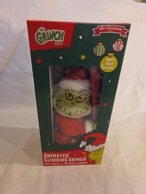 Grinch Tabletop Climber 17'' Ladder Animated Climbing Christmas Lights Musical