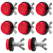 8Pack Red Reflector Motorcycle License Plate Bolts and Nuts, round Head M5 Screw