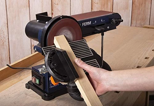 FERM Levigatrice da Banco Combinata - 350W - 150Mm - Incl. 2 Nastri Abrasivi (P8 - Immagine 2 di 4