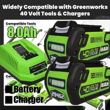40V 8.0Ah For Greenworks G-MAX Lithium Battery 29472 29462 29252 20202or Charger