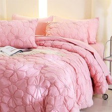 7PCS Bedding Comforter Pinch Pleat Set Fitted Sheet Flat Sheet Pillow Shams King