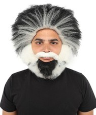 Men's Hillbilly Straight Multicolor Wig, Mustache  Beard Set for Cosplay
