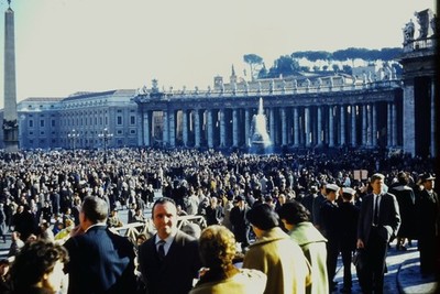 c1960's Ektachrome 35mm Slide, St. Peter's Square Vatican City Crowd Obelisk