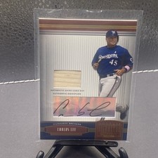 2005 Donruss Signature Series Carlos Lee Game Used Bat Auto Autograph #9/25