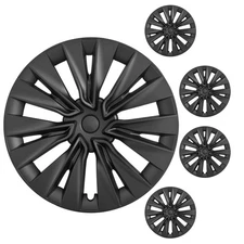 Design for Model Y 2020-2024 Hubcaps 19 Inch, New Turbine Style-Matte Black-4Pcs