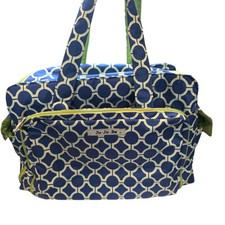 Ju-Ju-Be BFF Diaper Bag, Blue and Lime Green Geometric Print 18" x 12" x 7"