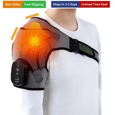 Cordless Shoulder Heating Pad with Massage, Electric Heated Shoulder Wrap wit...
