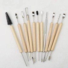 11Pcs Clay Pottery Tool Carving Modeling Ceramic Wood Tools Sculpting Craft UK