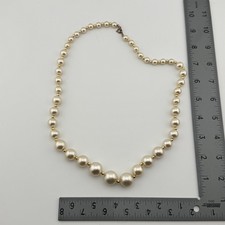 Faux Pearl Necklace Gold Spacer Beads Graduated