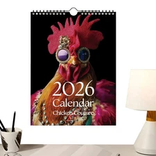 2026 Wall Calendar 12 Month Natural-Style Hen-Themed Funny Calendar