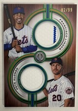 2025 Topps Tribute Francisco Lindor/Pete Alonso Mets Green Dual Relics #82/99