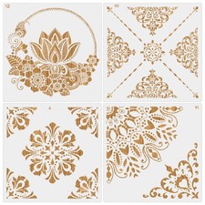 30 x 30 cm 4 St&uuml;ck gro&szlig;e Mandala Schablone Schablonen Set wiederverwendbar Blumen Zeichnung