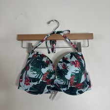 Victoria's Secret Swim Top Womens 32DDD Multicolor Tropical Floral Halter Padded