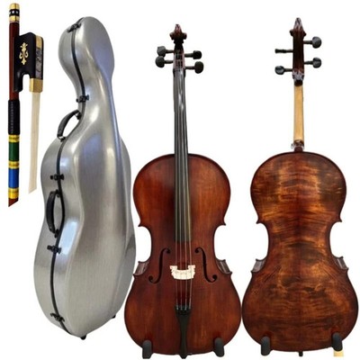 Stradivari Left-hand Cello 4/4, Old spruce, Hand Made, Free Hard Case Bow
