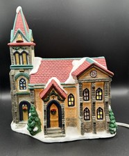 Galleria Inc. Porcelain Illuminated Lighted Christmas Church 1153