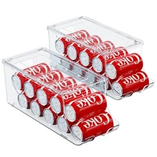 2 Pack Stackable Refrigerator Organizer, Soda Can Dispenser Pop Cans Containe...