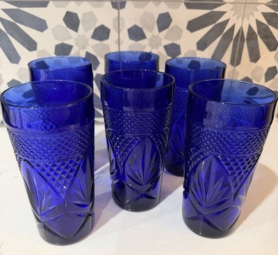 Set Of 6 Cristal D'Arques Durand Luminarc Sapphire Cobalt Blue 6'' Tumblers