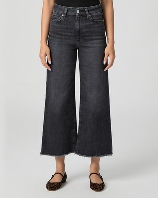 Paige Denim Anessa Jeans Size 34 Cropped Wide Leg Style With Raw Hem