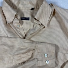 Gitman Bros Mens Tan Micro Check Cotton Button Down Shirt Made in USA Size M