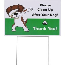 No Pooping Dog Signs for Yard, Clean Up After Your Dog Signs with H-Stake Sta...