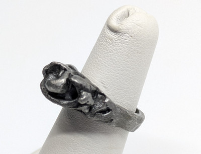 VTG Brutalist Handmade 3D Metal Abstract Ring Sz 5 Artisan Chunky