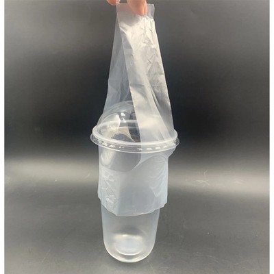 1000Pcs Clear Plastic Cup Carrier Handle Drink T Delivery Container Hanging Bag
