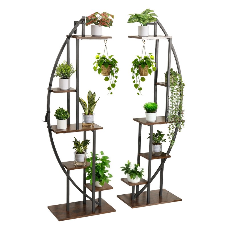 Uimoso Indoor Plant Stand with Grow Lights, 2-Pack, 63" Tall, 6-Tier Shelf