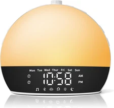 Wake up Light Sunrise Alarm Clock for Heavy Sleepers, All-In-One Smart Bedside D
