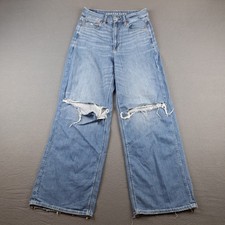 American Eagle Curvy Super High Rise Baggy Wide Leg Jeans Size 6 Fits 28X30 