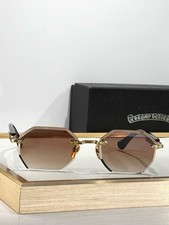 Chrome Hearts Women’s Octagon Sunglasses Gold Frame Brown Gradient Lenses