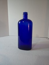 Vintage Large Cobalt Blue Glass Bottle Made in USA 9.25" Tall SEE PHOTOS