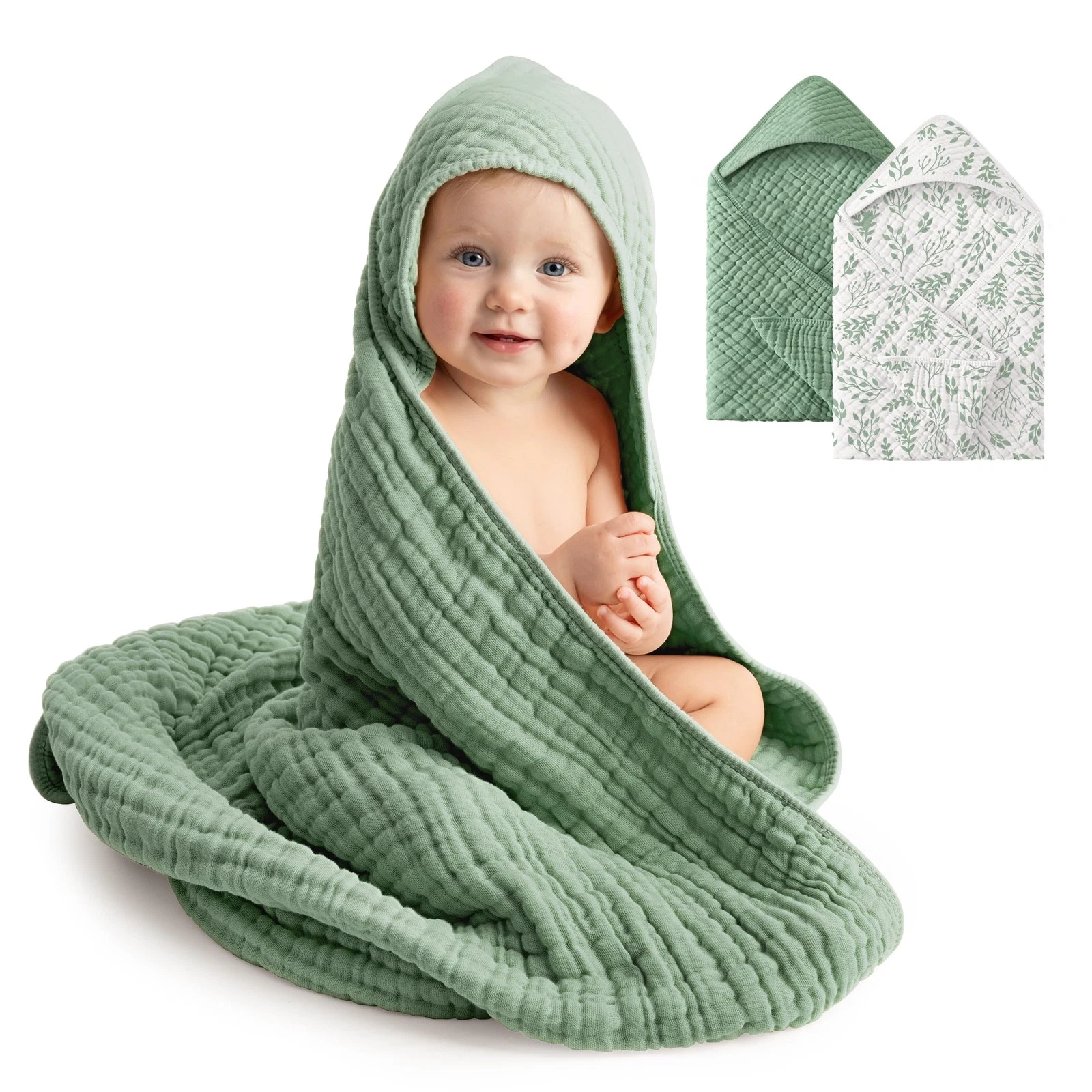 2 PCS Baby Bath Towels 100% Muslin Cotton Hooded Newborn Infant Toddler Large
Opens in a new window