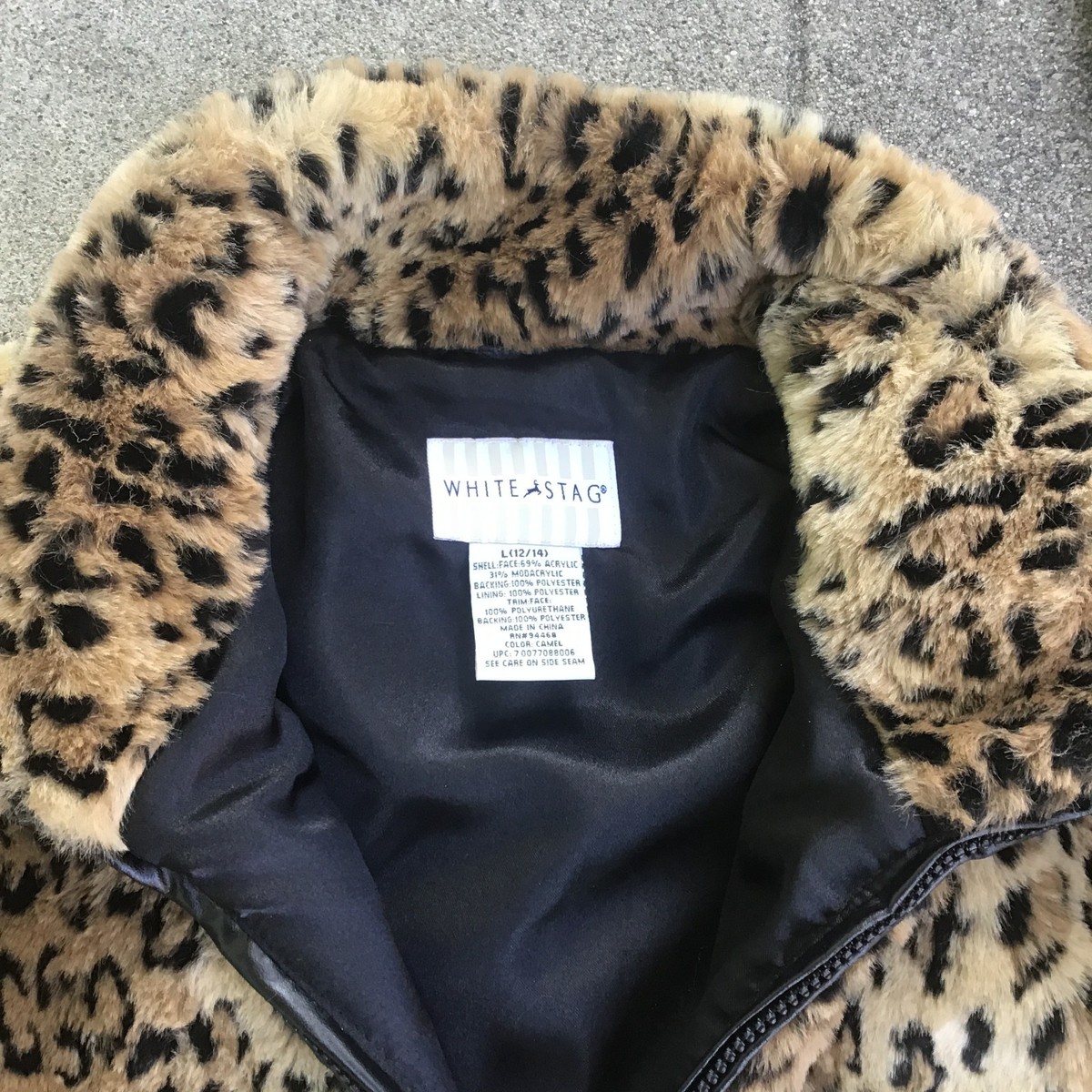 ビンテージ WHITE STAG レオパード ボア ジャケット Vintage White Stag Leopard Print Faux Fur Coat Jacket Zip Up