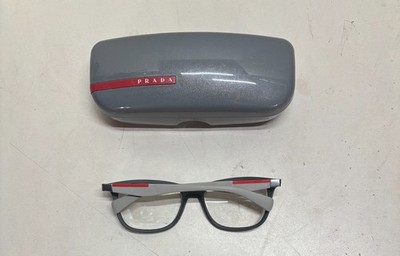 Prada Linea Rossa VPS04F DG0-1O1 Eyeglasses 55mm Grey Black Frames Italy w/ Case