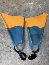 Churchill Makapuu Swim Fins Size XL Blue Orange Bodyboard Flippers w/ straps