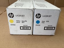 NEW Lot of 2, Genuine HP LaserJet 410A Cyan/Yellow Toner Cartridge CF411A/12A
