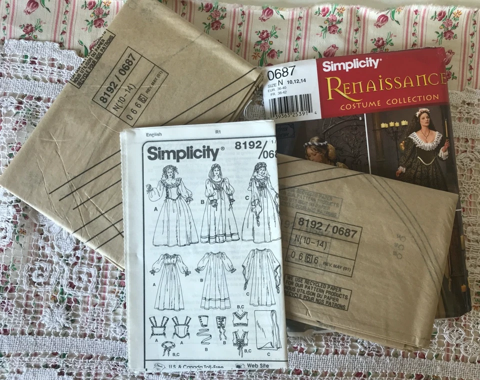 Simplicity Pattern 0687 Renaissance Costume Collection Misses 10-14 Uncut Sewing - Image 4 of 4