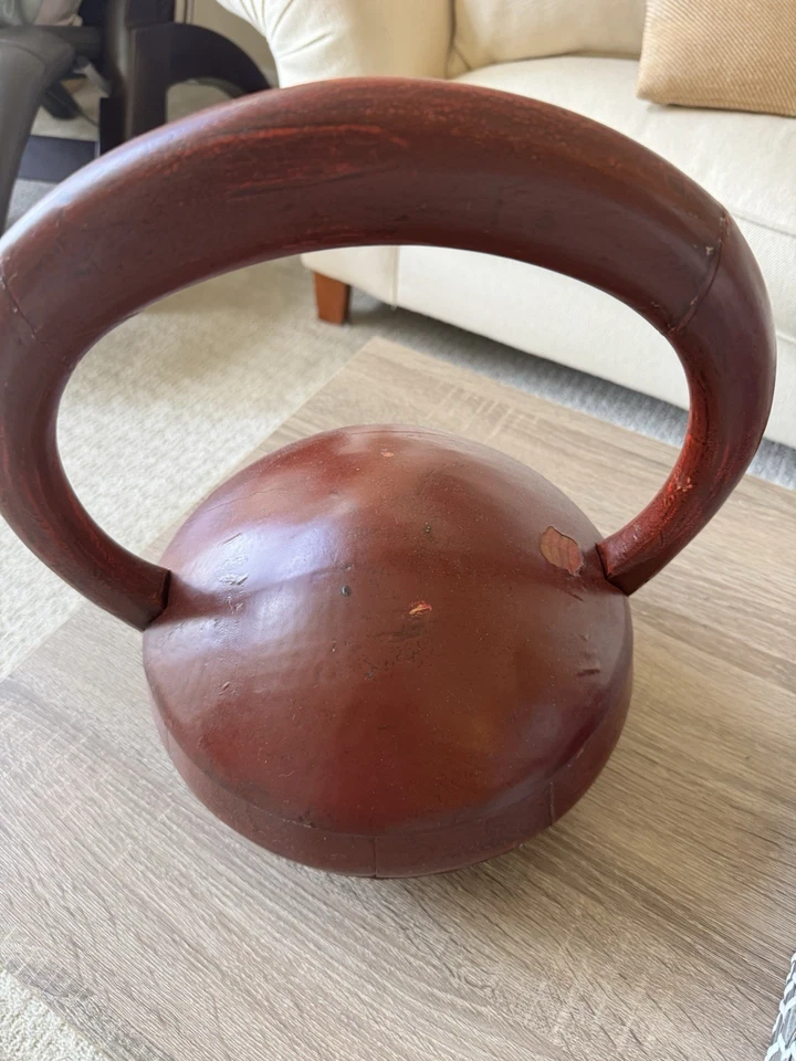 Antigua cesta de ofrenda de laca birmana roja marrón caja de mango de bambú Myanmar Foto 2 de 4